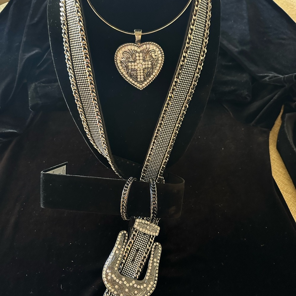 Rhinestone Belt, Pendant & Earrings